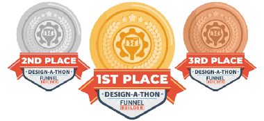 First, second and third place medals from the ClickFunnels Funnel Builder Design-a-thon