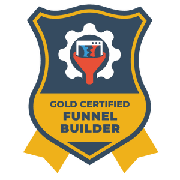 Gold Certified Funnel Builder badge from ClickFunnels