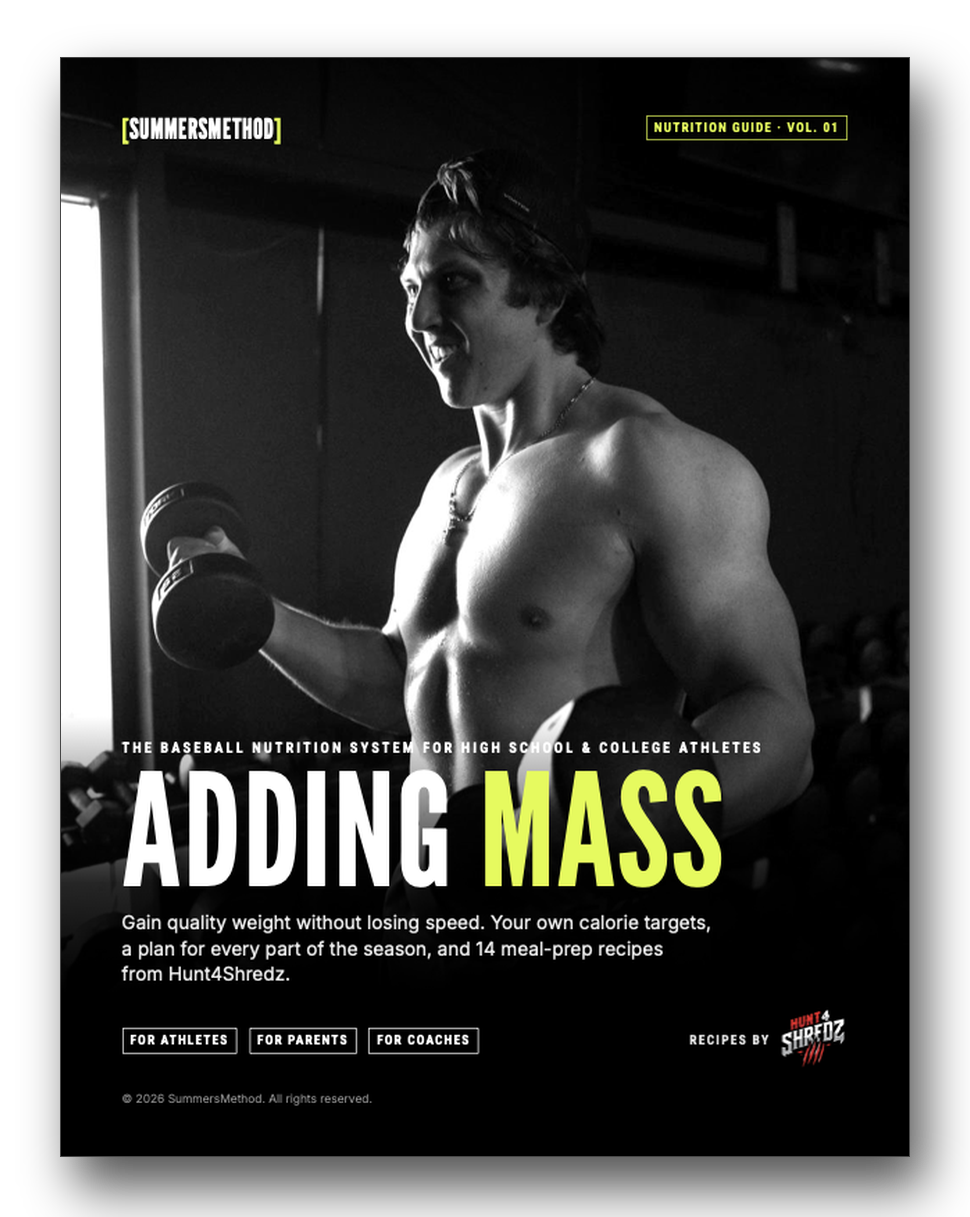 The Adding Mass baseball nutrition guide cover