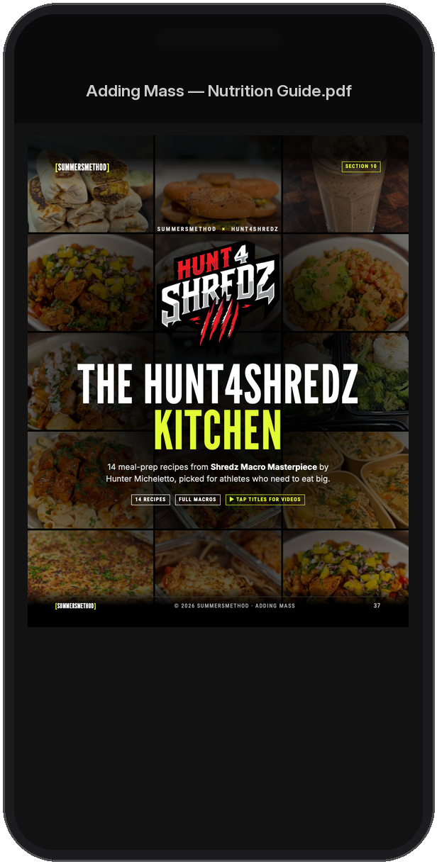 The Hunt4Shredz Kitchen recipes section on a phone