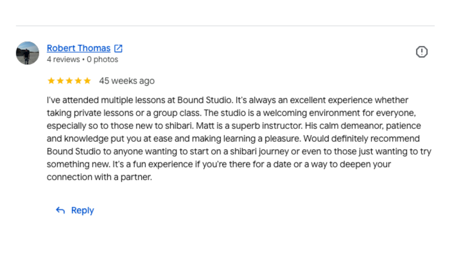 Original Google review from Robert T.