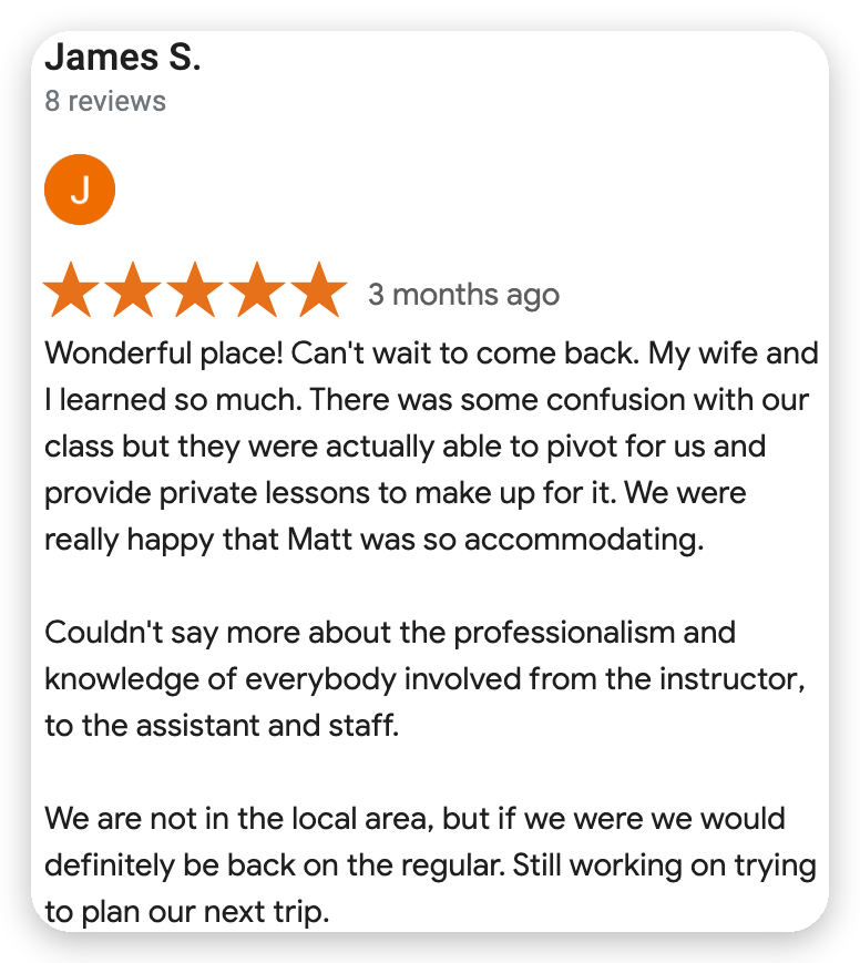 Original Google review from James S.