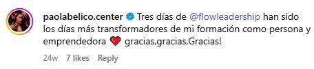 Comentario de @paolabelico.center en Instagram