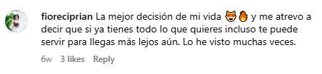 Comentario de @fiorecriprian en Instagram