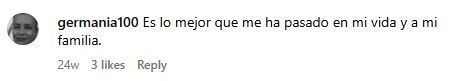 Comentario de @germania100 en Instagram