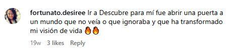 Comentario de @fortunato.desiree en Instagram