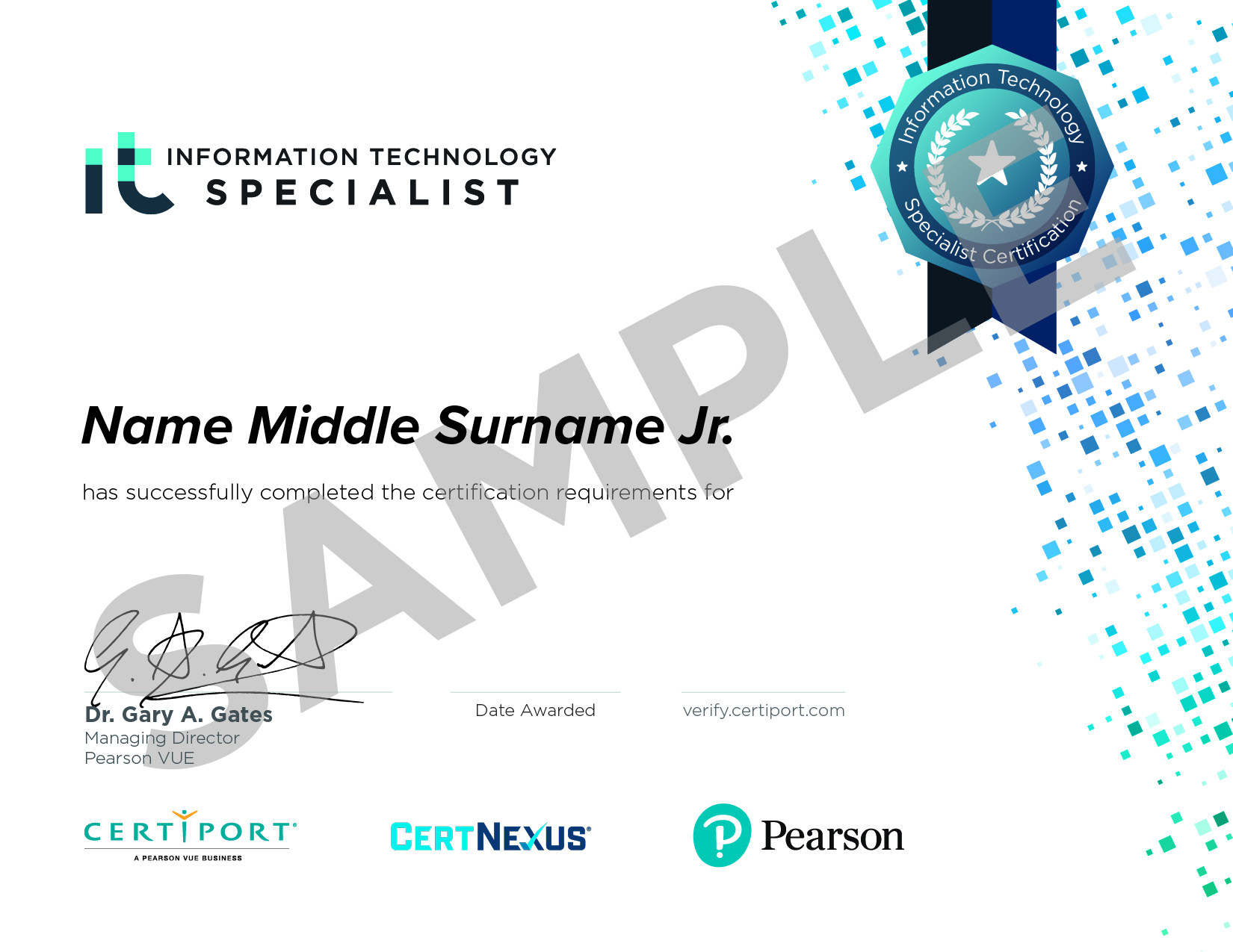 Sample IT Specialist Python certificate