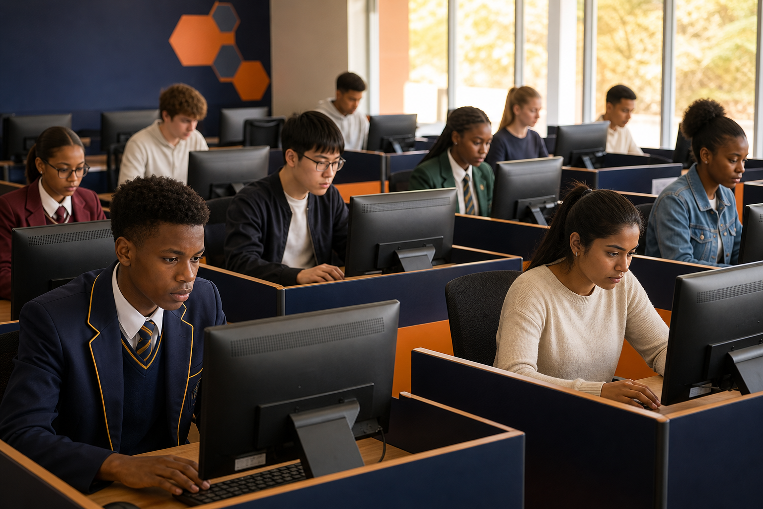 Candidates sitting a computer-based certification exam