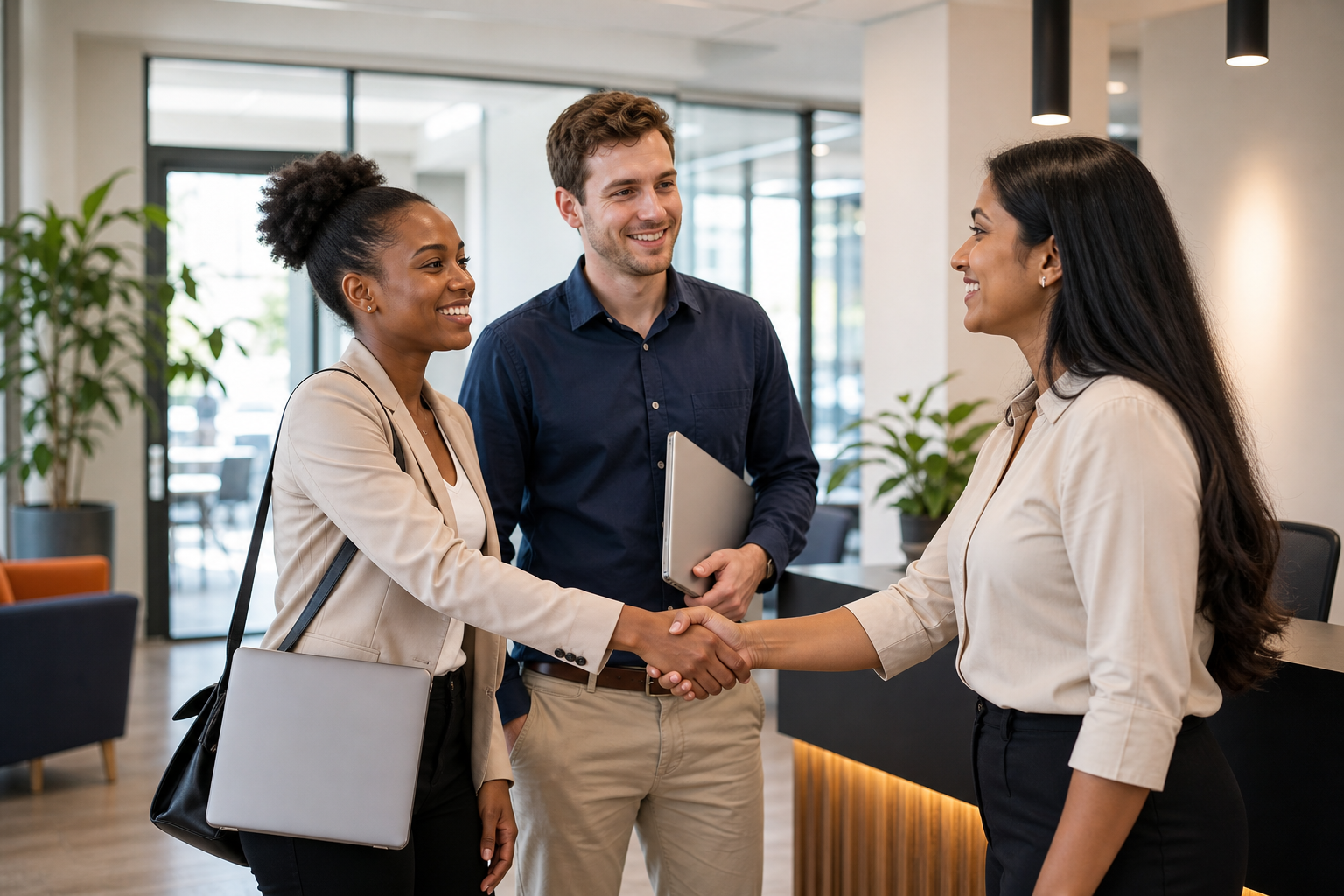 Graduates welcomed for a job interview