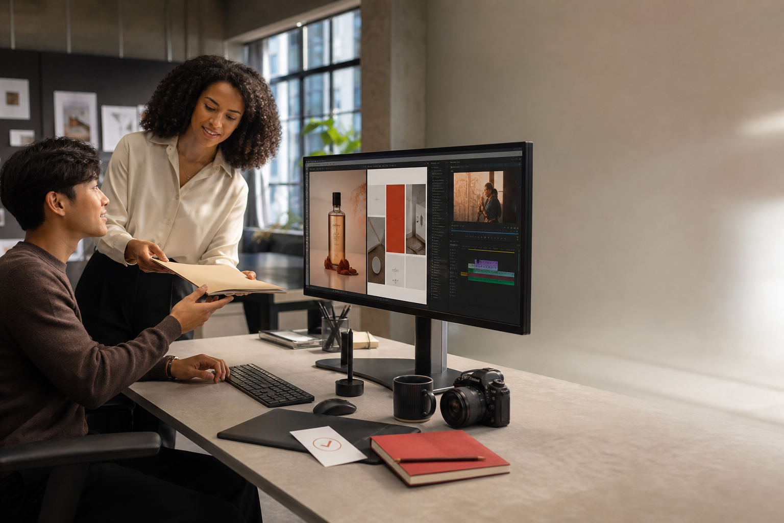 A new intern works on a real design brief at a creative studio