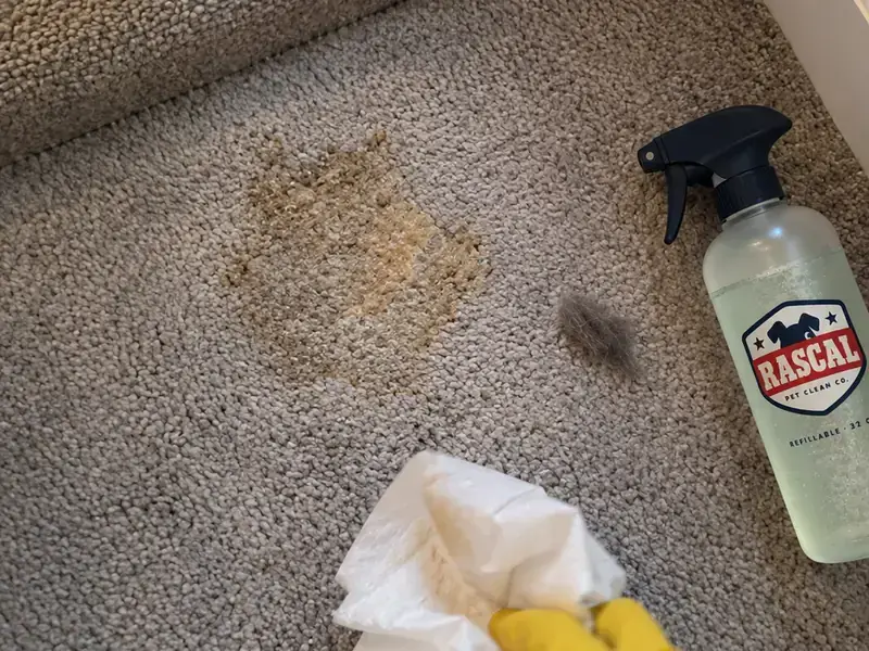 Cleaning a vomit stain off carpet