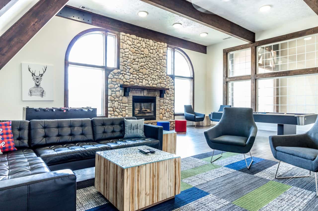 lounge with fireplace