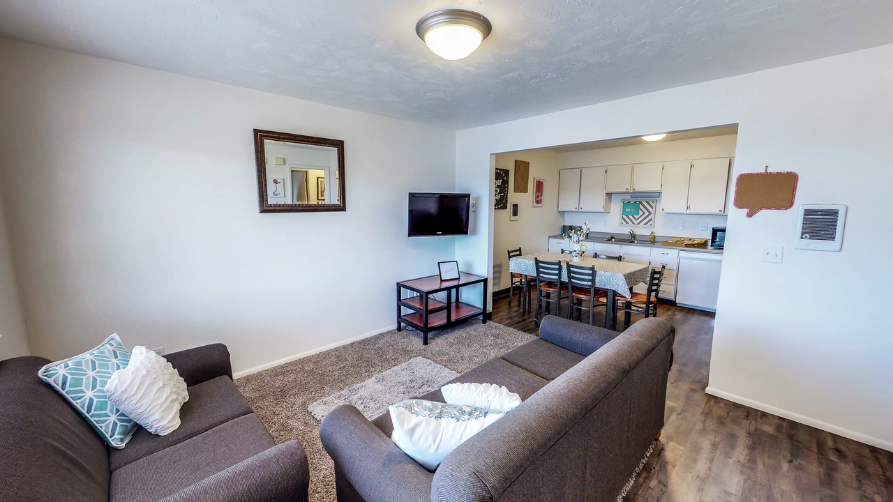 living room and dining